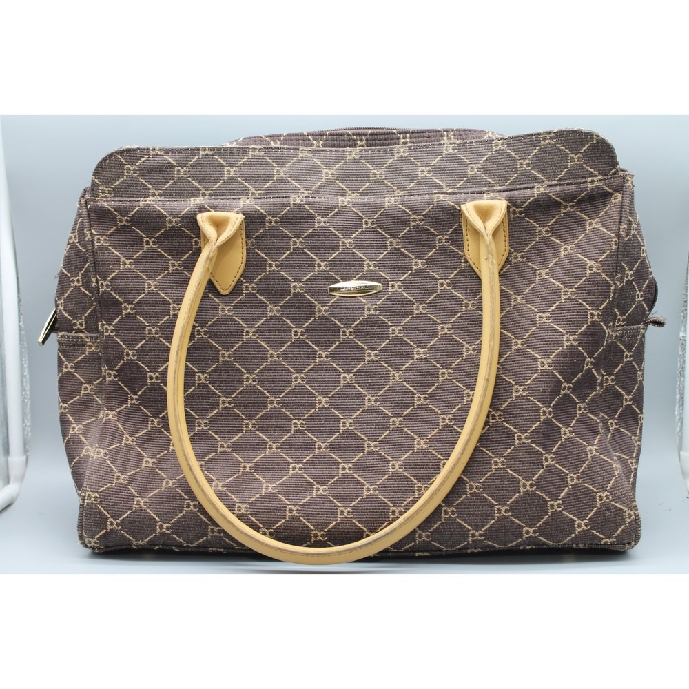 Vintage Pierre Cardin Monogram Canvas Briefcase Business Bag Double Handle Brown